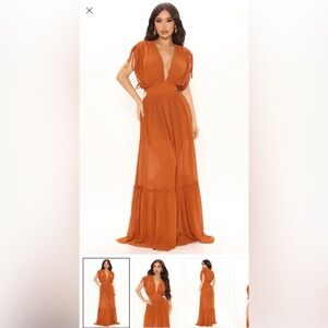 Fashion Nova Rust Maxi Dress